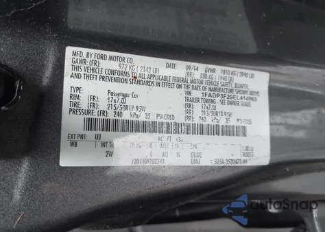 2014 Ford Focus Se из США, поврежденный, VIN 1FADP3F29EL414865